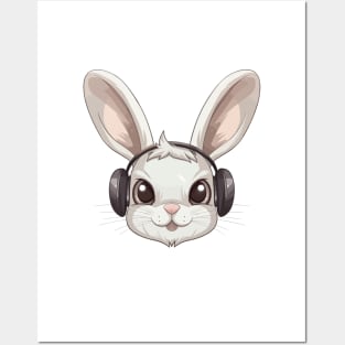 Rabbit With Headphones Posters and Art